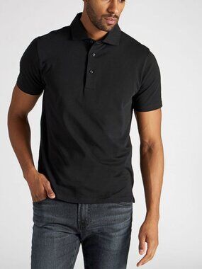 Patrick Assaraf black prima cotton stretch polo shirt men's XXXL